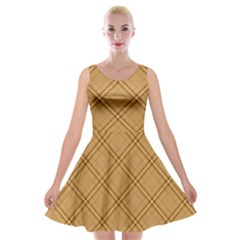 Autumn Fall Plaid Tartan 1 Diagonal Velvet Skater Dress by dressshop