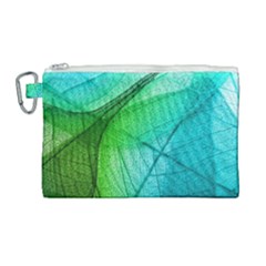 Texture Green Leaf Abstraction 3d Canvas Cosmetic Bag (large) by Salmanaz77