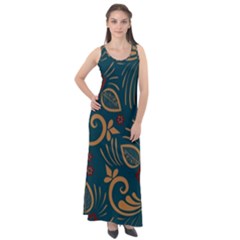 Flowers Floral Retro Flower Texture Sleeveless Velour Maxi Dress by Salmanaz77