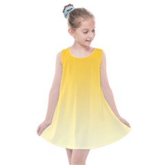 Amber Orange To Cream Yellow Linear Gradient Kids  Summer Dress by GradientsOmbre