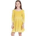 Cream Yellow To Amber Orange Bilinear Gradient Kids  Quarter Sleeve Skater Dress View1