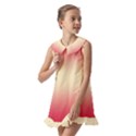 Crimson Red To Cream Yellow Bilinear Gradient Kids  Pilgrim Collar Ruffle Hem Dress View2