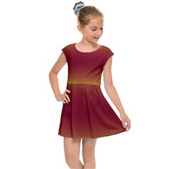 Electric Yellow To Burgundy Red Bilinear Gradient Kids  Cap Sleeve Dress by GradientsOmbre