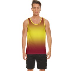 Burgundy Red To Electric Yellow Bilinear Gradient Men s Wide Collar Tank Top by GradientsOmbre