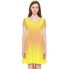 Electric Yellow To Coral Pink Bilinear Gradient Inside Out Cap Sleeve Dress by GradientsOmbre