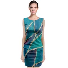 Aqua Batik, Abstract, Colorful Classic Sleeveless Midi Dress by kyorashop23