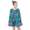 Aqua Batik, Abstract, Colorful Kids  Long Sleeve Dress View1