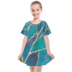 Aqua Batik, Abstract, Colorful Kids  Smock Dress by kyorashop23