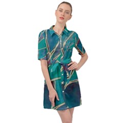 Aqua Batik, Abstract, Colorful Belted Shirt Dress by kyorashop23