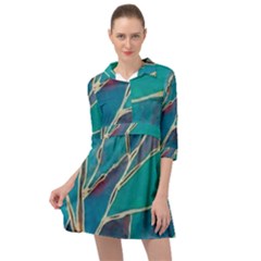 Aqua Batik, Abstract, Colorful Mini Skater Shirt Dress by kyorashop23