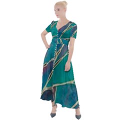 Aqua Batik, Abstract, Colorful Button Up Short Sleeve Maxi Dress by kyorashop23