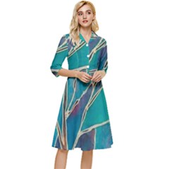 Aqua Batik, Abstract, Colorful Classy Knee Length Dress by kyorashop23