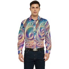 Abstract Fractal Art Swirl Pattern Men s Long Sleeve Pocket Shirt 