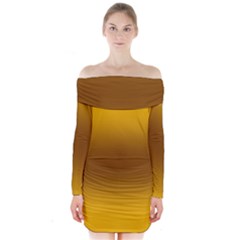 Amber Orange To Chocolate Brown Bilinear Gradient Long Sleeve Off Shoulder Dress by GradientsOmbre