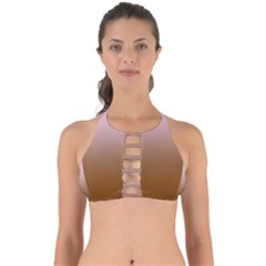 Pink Lace To Chocolate Brown Linear Gradient Perfectly Cut Out Bikini Top by GradientsOmbre