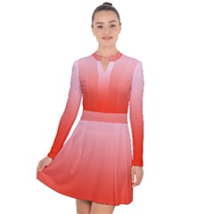 Pink Lace To Scarlet Red Linear Gradient Long Sleeve Panel Dress by GradientsOmbre