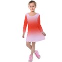 Pink Lace To Scarlet Red Bilinear Gradient Kids  Long Sleeve Velvet Dress View1