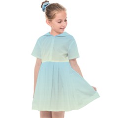 Baby Blue To Cream Yellow Linear Gradient Kids  Sailor Dress by GradientsOmbre