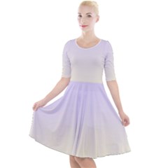 Pale Violet To Cream Yellow Linear Gradient Quarter Sleeve A-line Dress by GradientsOmbre