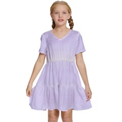 Cream Yellow To Pale Violet Bilinear Gradient Kids  Short Sleeve Tiered Mini Dress by GradientsOmbre