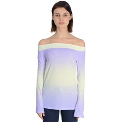 Pale Violet To Cream Yellow Bilinear Gradient Off Shoulder Long Sleeve Top by GradientsOmbre