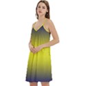 Navy Blue To Electric Yellow Bilinear Gradient Mini Camis Dress With Pockets View2