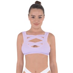 Pale Pink To Pale Violet Linear Gradient Bandaged Up Bikini Top by GradientsOmbre