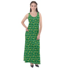 Golden Leaves Sleeveless Velour Maxi Dress by designsbymallika