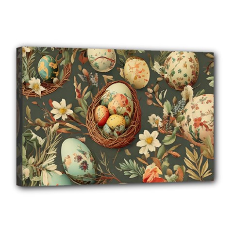 Charming Seamless Pattern Vintage Easter Floral Motif Canvas 18  X 12  (stretched) by dflcprintsclothing