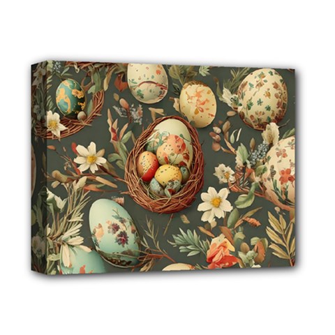 Charming Seamless Pattern Vintage Easter Floral Motif Deluxe Canvas 14  X 11  (stretched) by dflcprintsclothing