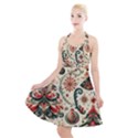 Christmas Tree Snow Halter Party Swing Dress  View1