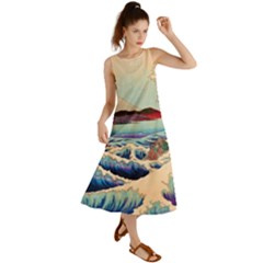 Wave Japanese Mount Fuji Ocean Summer Maxi Dress by Bedest