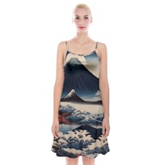 Hokusai Moutains Japan Spaghetti Strap Velvet Dress by Bedest