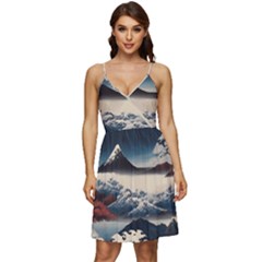 Hokusai Moutains Japan V-neck Pocket Summer Dress  by Bedest