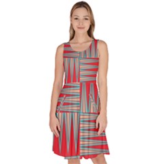 Zigzag Pattern Chevron Red Knee Length Skater Dress With Pockets by Bedest