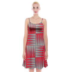 Zigzag Pattern Chevron Red Spaghetti Strap Velvet Dress by Bedest