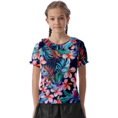 Hawaiian Flowers Hawaii Kids  Frill Chiffon Blouse by Cemarart