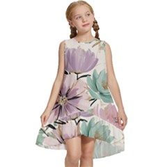 Flowers Pattern Floral Kids  Frill Swing Dress by Sabxi