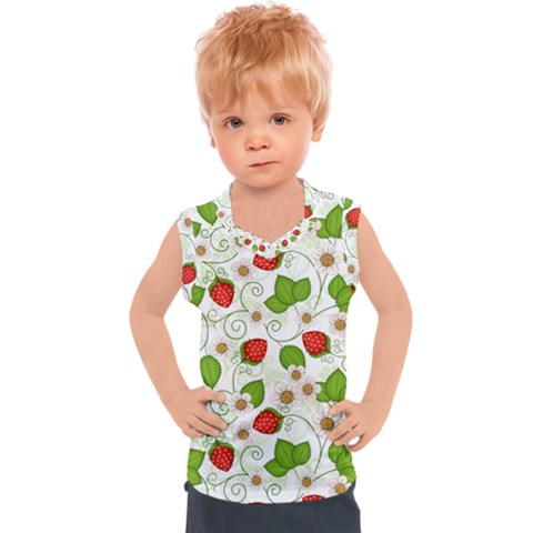 Strawberry Fruit Pattern Leaves Kids  Sport Tank Top by Sabxi