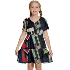 Abstract Case Kids  Short Sleeve Tiered Mini Dress by kyorashop23