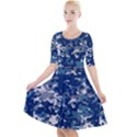 Blue, Camouflage, Cool, Navy, New, Pattern Quarter Sleeve A-Line Dress View1