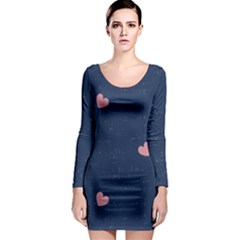 Corazones, Blue, Pattern Long Sleeve Bodycon Dress by kyorashop23