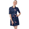 Corazones, Blue, Pattern Belted Shirt Dress View1