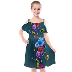 Falling Flowers, Art, Coffee Cup Kids  Cut Out Shoulders Chiffon Dress by kyorashop23