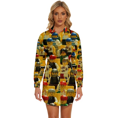 Lego People, Games Womens Long Sleeve Shirt Dress by kyorashop23