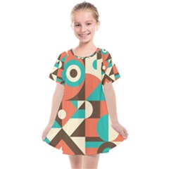 Retro Colorful Background, Retro Abstraction Kids  Smock Dress by kyorashop23