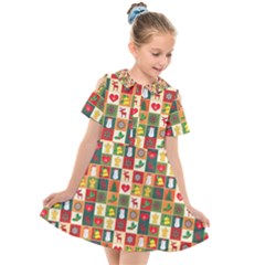 Template Christmas Pattern Kids  Short Sleeve Shirt Dress by Proyonanggan