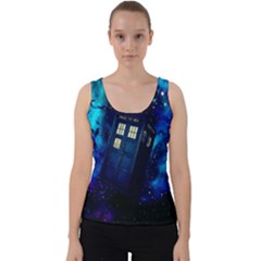 Tardis Doctor Who Space Galaxy Velvet Tank Top by Cemarart