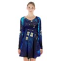 Tardis Doctor Who Space Galaxy Long Sleeve Velvet V-neck Dress View1