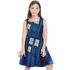 Tardis Doctor Who Space Galaxy Kids  Skater Dress by Cemarart